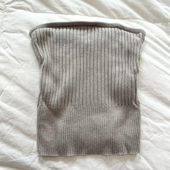 Abercrombie & Fitch Gray Ribbed Knit Strapless Tube Top XS EUC Minimalist - Picture 1 of 4